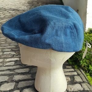 Vtg Denim Paperboy Hat By  Head Shots Medium 7 1/8 - 7 1/4 Kmart New Old Stock